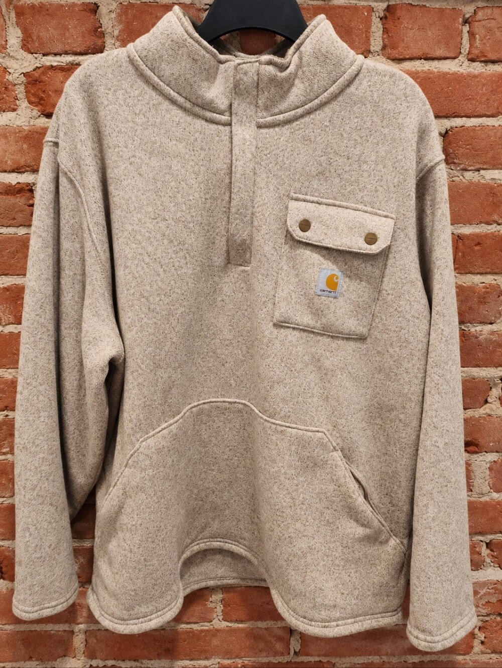 Carhartt Relaxed Fit Wayland Sweater Fleece Quarter Zip Pullover 2XL Oatmeal